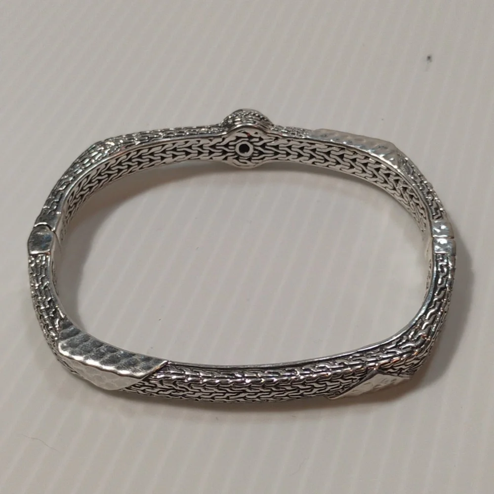 Sarda 925 Sterling Silver Bali Made Bangle Cuff With Brilliant Fire Gemstone - Picture 4 of 9